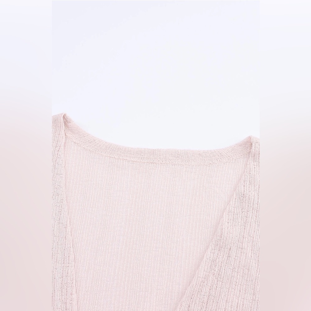 Pink Sheer Lightweight Knit Long Sleeve Cardigan | Pink | One Size - Picture 6 of 12